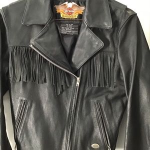 EUC Leather Harley Davidson jacket with fringe